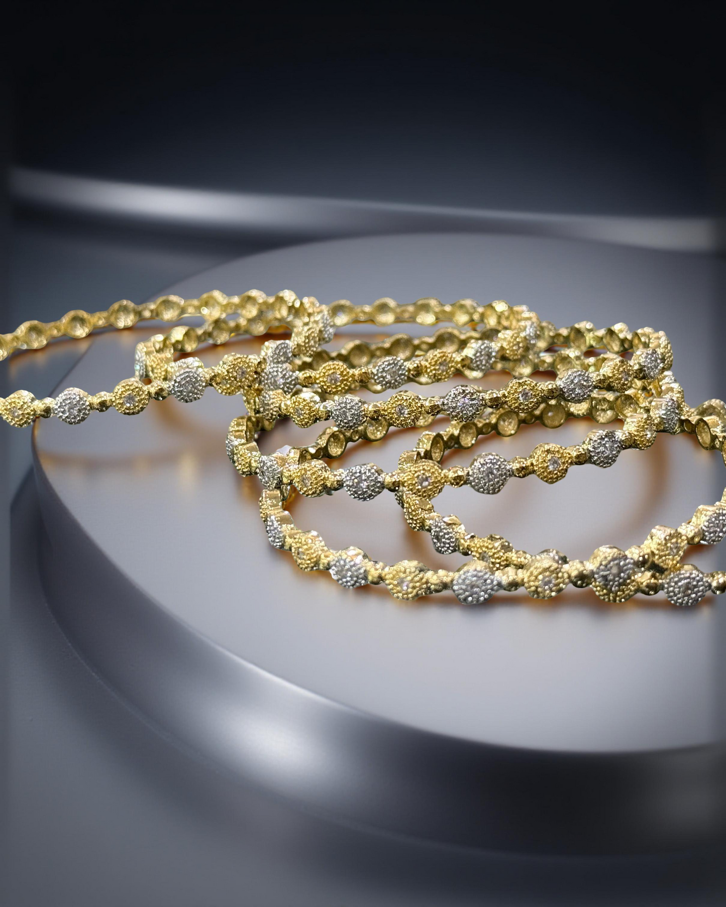Classic Gold & Silver-Tone Textured Bangles (Set of 6)