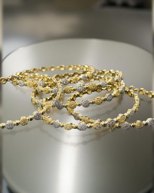 Classic Gold & Silver-Tone Textured Bangles (Set of 6)