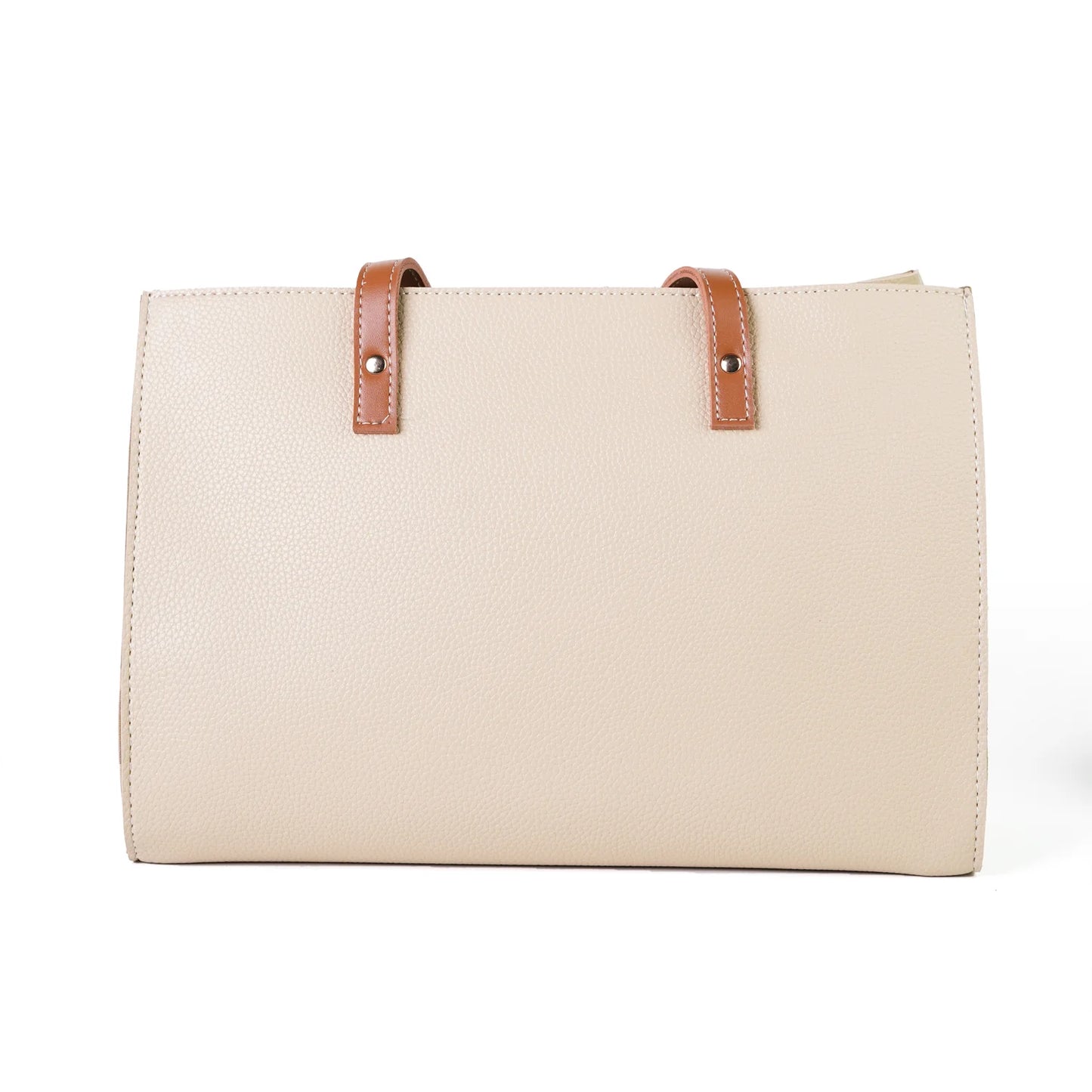 Burberry-Inspired Beige Tote Bag with Contrast Pocket