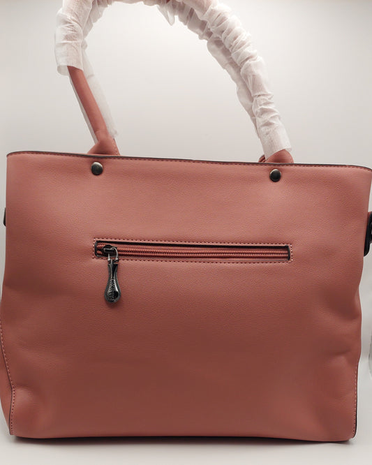 Elegant Rose Pink Structured Tote – Modern Classic Handbag with Teardrop Clasp