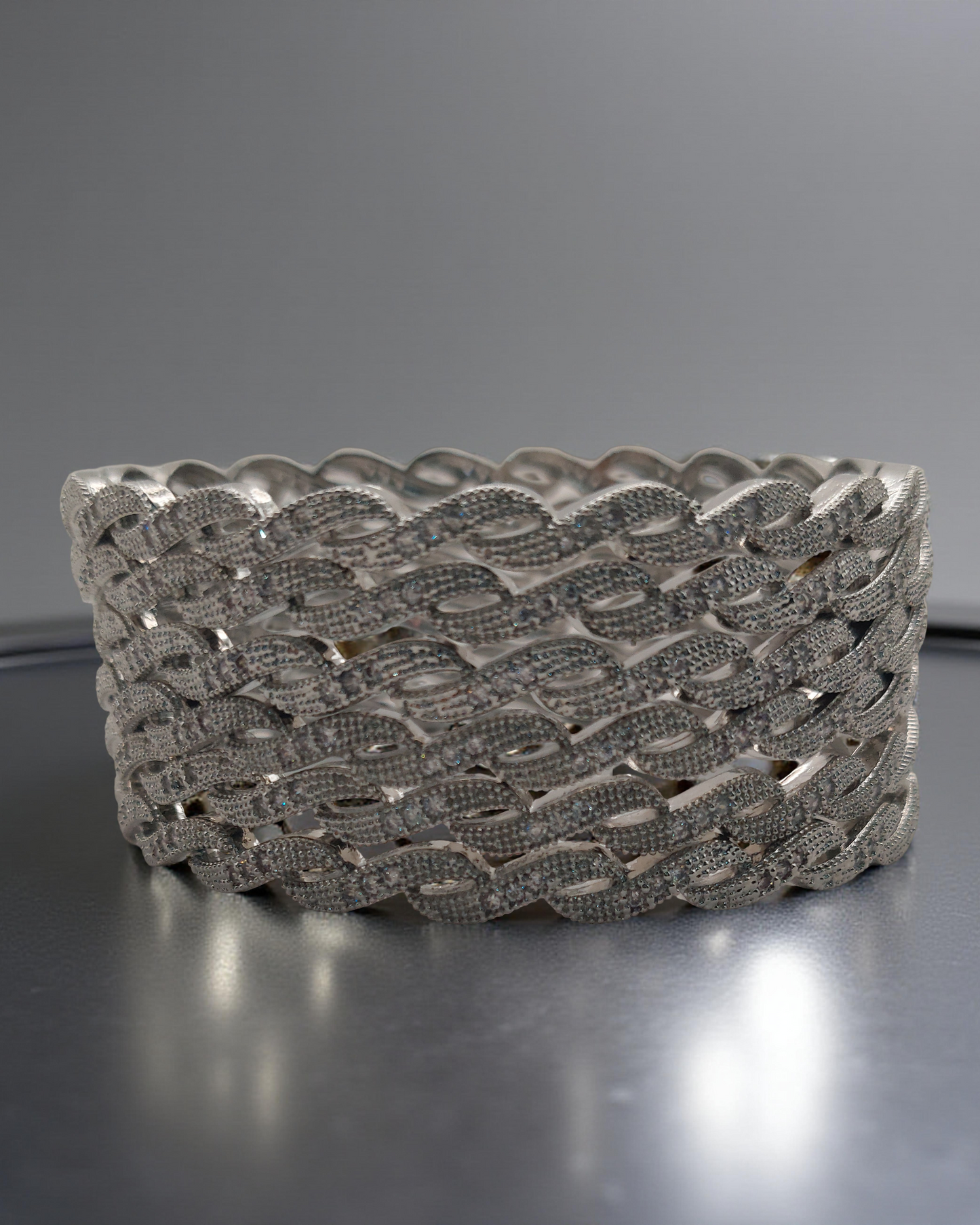 Silver-Plated Twisted Design Bangles (Set of 6)