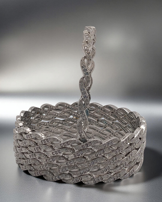 Silver-Plated Twisted Design Bangles (Set of 6)