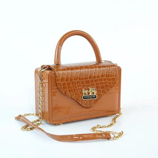 Set of Two Crocodile-Pattern Leather Handbags