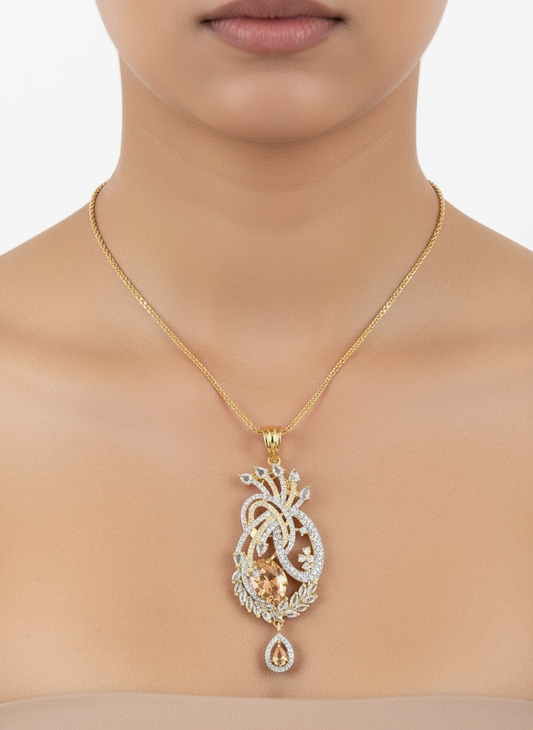 Elegant Gold-Tone Necklace & Earrings Set with Crystal Accents