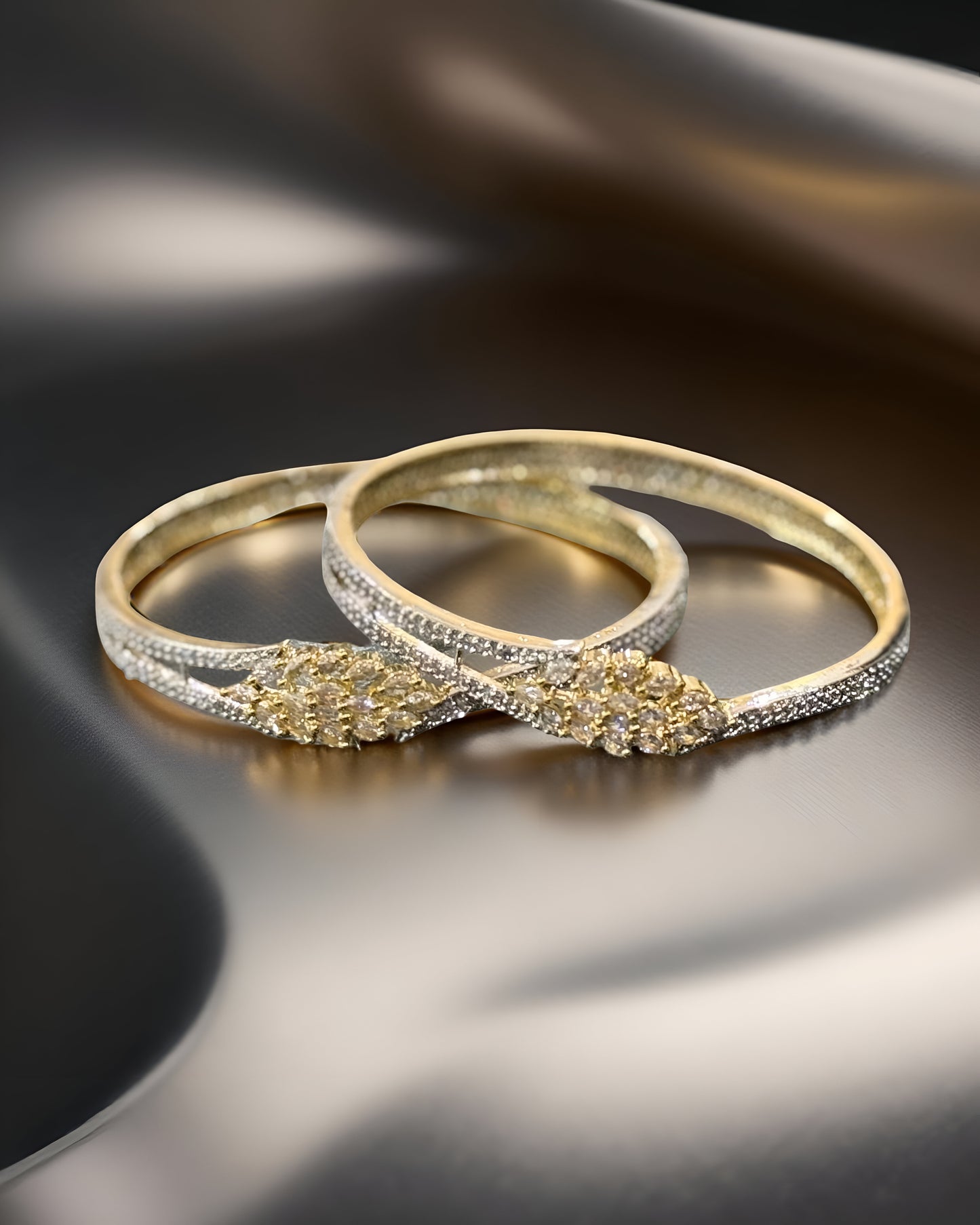 Elegant Gold & Diamond Bangles (Set of 2)