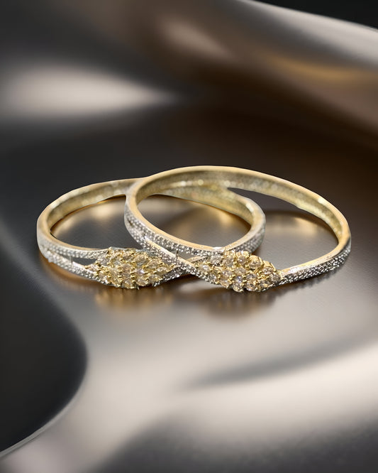 Elegant Gold & Diamond Bangles (Set of 2)