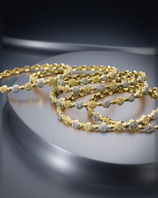 Classic Gold & Silver-Tone Textured Bangles (Set of 6)
