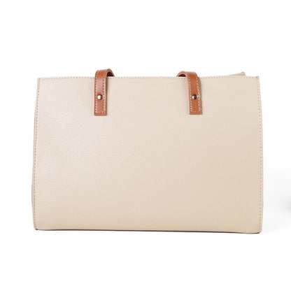 Burberry-Inspired Beige Tote Bag with Contrast Pocket